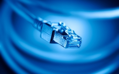 Ethernet cable with stylized blue background