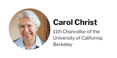 Headshot of Carol Christ, 11th Chancellor of the University of California, Berkeley.